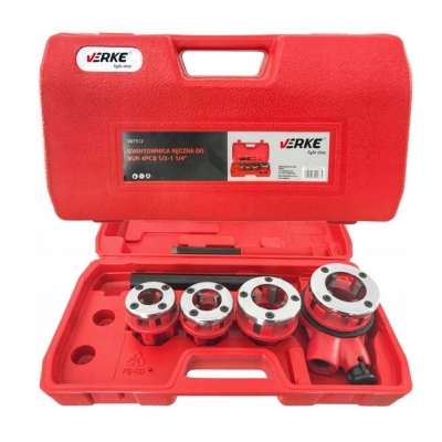 Комплект винторезка с четири глави Verke V07512, 1/2", 3/4", 1", 1-1/4"