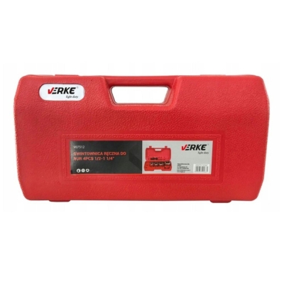 Комплект винторезка с четири глави Verke V07512, 1/2", 3/4", 1", 1-1/4"