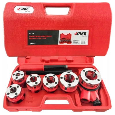 Комплект винторезка с шест глави Verke V07514, 1/4", 3/8", 1/2", 3/4", 1", 1-1/4"