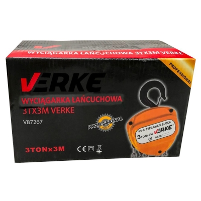 Ръчна верижна лебедка Verke V87267, 3000 кг, 3 м
