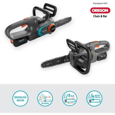 Акумулаторен безчетков верижен трион Gardena PowerSaw 250/18V P4A Set, 18 V, 4 Ah, 25 см (14790-20)