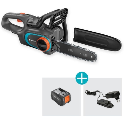 Акумулаторен безчетков верижен трион Gardena PowerSaw 250/18V P4A Set, 18 V, 4 Ah, 25 см (14790-20)