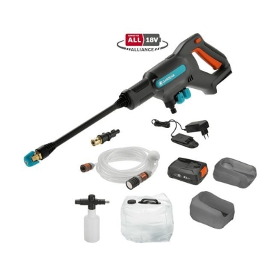 Акумулаторна водоструйка Gardena AquaClean 24/18V P4A Premium Set, 18 V, 2.5 Ah, 250 л/ч., 24 бара (14800-31)