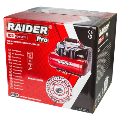Акумулаторен компресор Raider RDP-J6AC20, Акумулаторно, 98 l/min