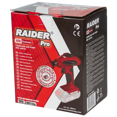Акумулаторен компресор Raider RDP-JAP20, 20 V, Акумулаторно