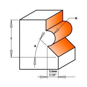 Профилен фрезер CMT, D=23.8мм, R=4мм, A=45o, I=19.05мм, S=12мм, Z=2