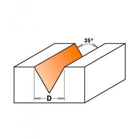 Профилен фрезер CMT, D=6мм, L=57мм, A=35o, I=9мм, S=6мм, Z=2