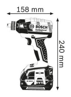 Акумулаторен ударен гайковерт BOSCH GDX 18 V-EC Professional, 18V, 185Nm