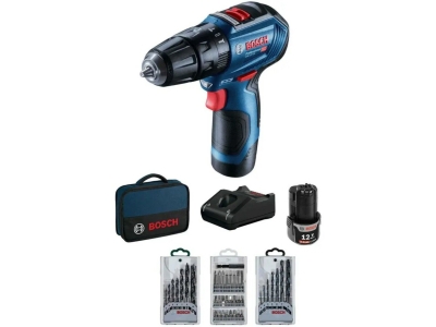 BOSCH GSB 12V-30 Акумулаторен ударен винтоверт с консумативи 18 V 2x2 Ah 30 Nm 39 бр (06019G9101)-2