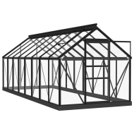 Стъклен парник, антрацит, 155x395,5x191 см, алуминий