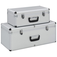 Куфари за съхранение, 2 бр, сребристи, алуминий